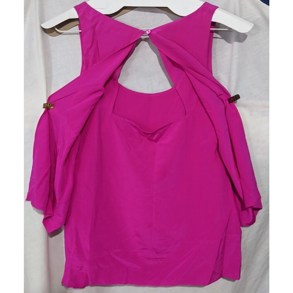 Trina Turk Hot Pink Silk Scoop Neck Layered Tank Top - Picture 4 of 9